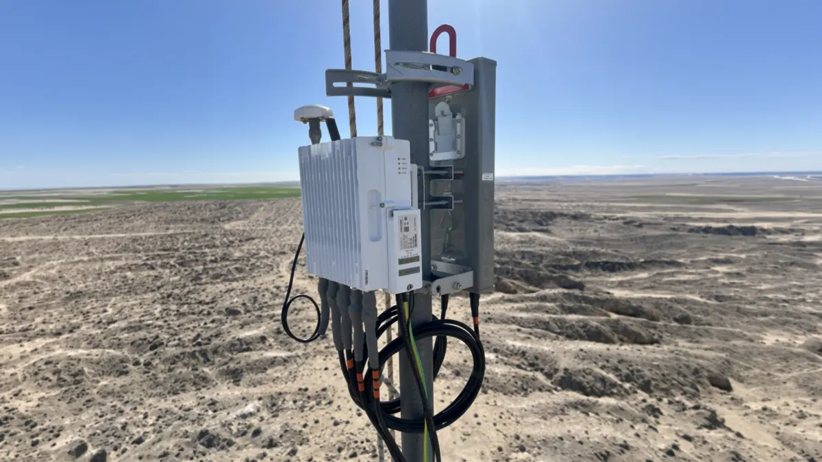 Outdoor AP, antennas, and backhaul on a site mast (Copper One)