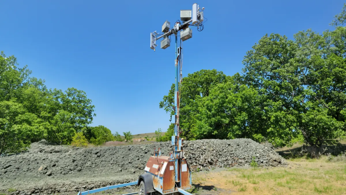 Trailer-mounted outdoor AP powering a remote pit area